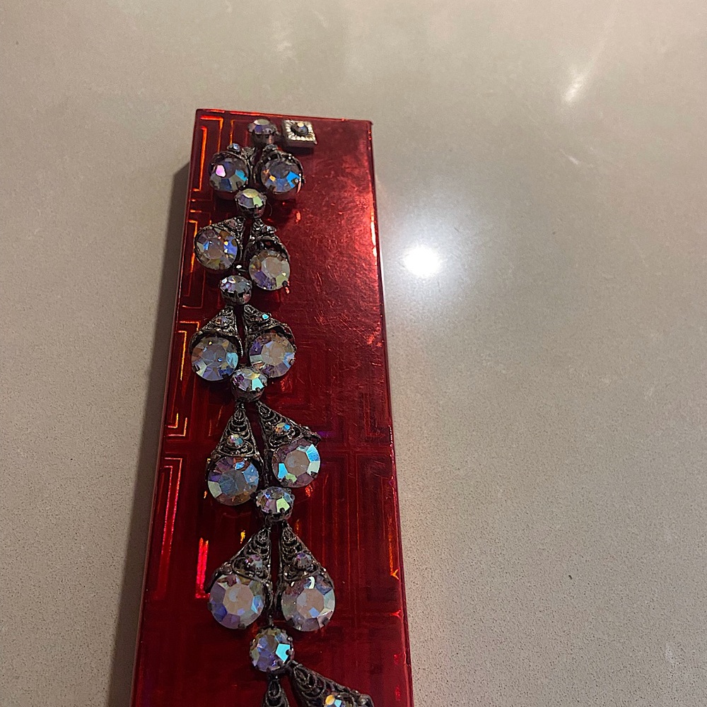 Vintage Art Deco Aurora Borealis silver bracelet 7 1/2” with clasp.
